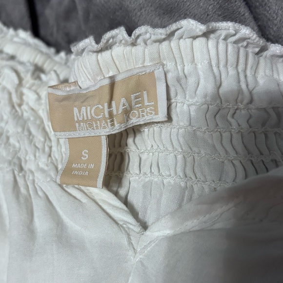 Michael Kors White Cotton Boho Peasant Tunic Eyelet Coverup Size Small - Picture 5 of 6